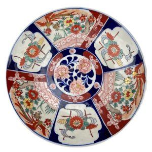 Antique Japanese late Meigi - Large hand painted Asian Charger plate 10.5 inches